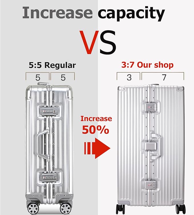 feilario 30in Super Large Captain Aluminum Frame Hardside Spinner Wheels Luggage, Zipperless Checked Suitcase with Cup Holder/Phone Holder