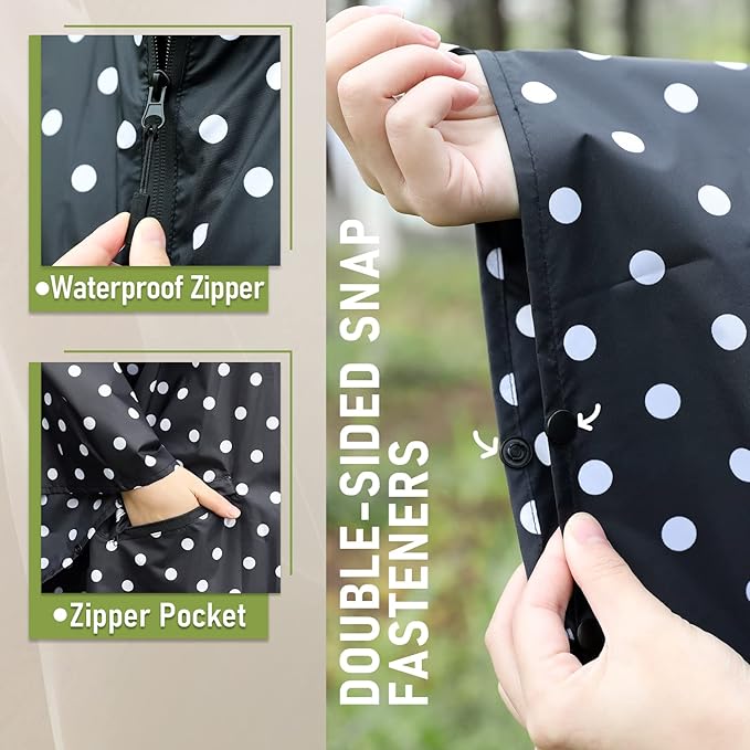 SaphiRose Unisex Rain Poncho Raincoat Hooded for Adults Women with Pockets
