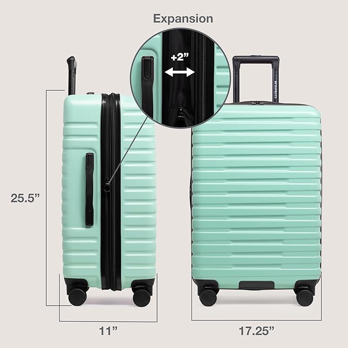 U.S. Traveler Boren Polycarbonate Hardside Rugged Travel Suitcase Luggage with 8 Spinner Wheels, Aluminum Handle, Mint, 3-Piece Set, USB Port in Carry-On