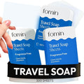 FOMIN - Antibacterial Paper Soap Sheets Tin for Traveling - (300 Sheets) Unscented - Portable Travel Hand Soap Sheet, Dissolvable Mini Camping Hand Soap for Hand Washing