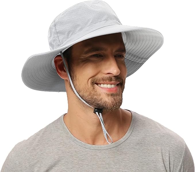Rosoz Sun Hat for Men Women Boonie Bucket Hat Wide Brim Breathable Cooling Fishing Hats Safari Beach Garden UV Protection