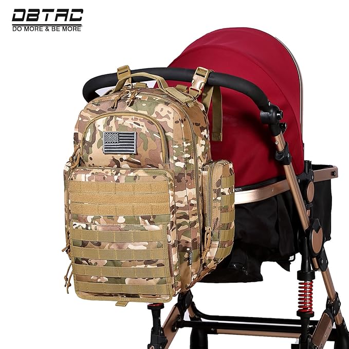 Diaper Bag Backpack for Dad, DBTAC Large Baby Nappy Bag for Men w/Changing Mat, Insulated+Wipe Pockets, Stroller Straps, CP Camo