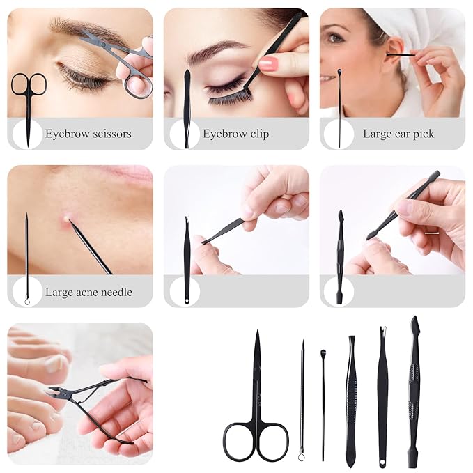 High Precision Stainless Steel Nail Clippers Set - 15 Pcs Manicure Pedicure Kit With File, Sharp Scissors, and Cutter for Fingernails & Toenails - Stylish Light Gray Case
