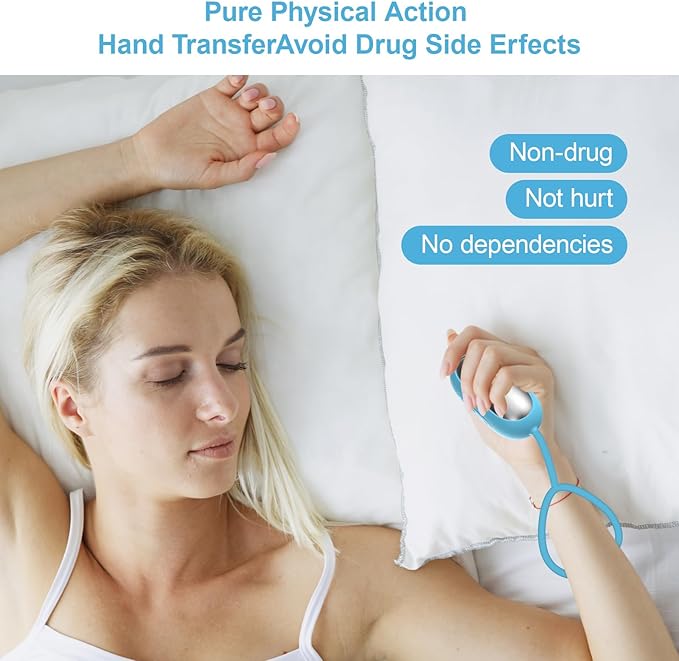 Sleep Aid Device, Micro-Current Sleep Instrument Anxiety Device, Portable Rechargeable Sleep Aid for Anxiety and Insomnia (Blue)