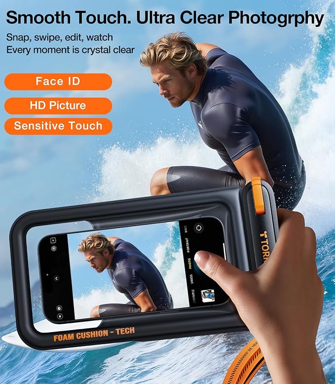 TORRAS IP68 Waterproof Phone Pouch Double Space, Floating Waterproof Phone Case with Lanyard for iPhone 16 Pro Max 15 14 13 S25 S24, Phone Dry Bag Vacation Cruise Ship Travel Essentials 7.0'', Black