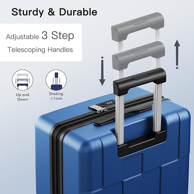 SHOWKOO Luggage Sets 2 Piece 20/28 Inch Hardside Expandable Lightweight PC Suitcase Sets with Double Spinner Wheels TSA Lock, Sea Blue