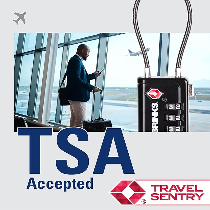 Brinks TSA Accepted Indicator Luggage Lock, Black - Ressetable Combination, 2.5 inch Long Shackle, New More Secure TSA008 Key, 4 Pack