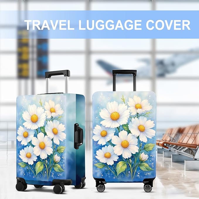 Luggage Cover Washable Suitcase Protector Anti-Scratch,Stretchable Fit for 20-34Inch Luggage Durable Travel Bag Cover with Zipper Closure (Flower-2, S(fits 20-22inch suitcase))