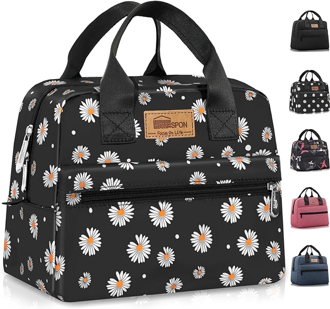 HOMESPON Insulated Lunch Bag for Women Men Lunch Box Cooler Lunch Tote for Work Picnic (Daisy)