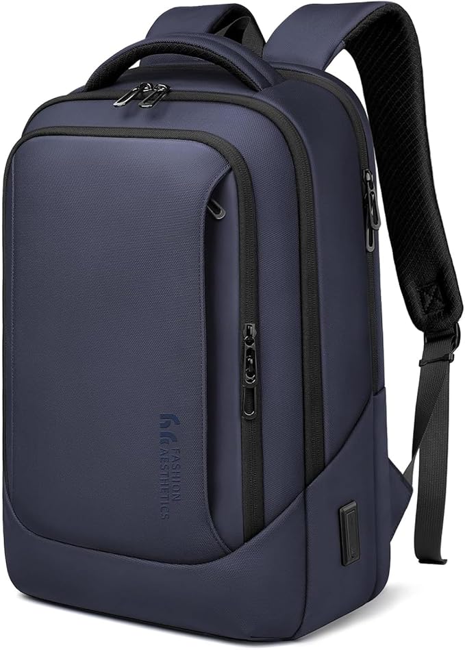 hk Laptop Backpack for Men with USB Charging Port for Business Work College Travel (Blue, 17.3 inch)