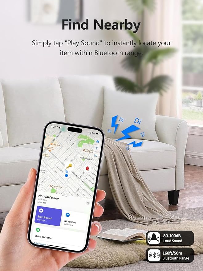 Tracker Tags, Item Finder Work with Apple Find My (iOS Only), Tracking Device Locator Smart Tag for Luggage, Keys, Wallet, Bike, Pets, Bags (White, 1 Pack)