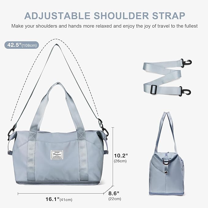 Travel Duffel Bag, Sports Tote Gym Bag, Shoulder Weekender Overnight Bag for Women