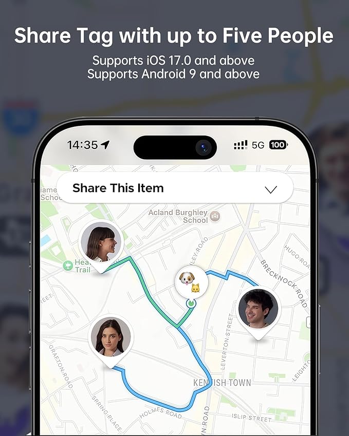 Bluetooth Tracker for AirTag with Keychain, Dual System Air Tracker Tag-for iOS & Android, Smart Tags Anti-Lost Tags, Waterproof Item Finder, Worldwide Smart Location Tag for Keys (Android & iOS)