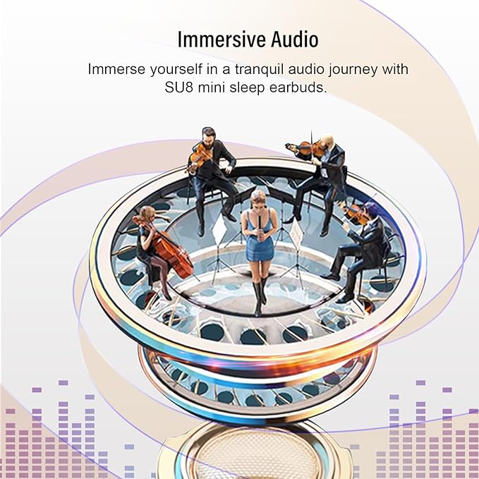 Sleep Earbuds Bluetooth 5.4 in Ear Light-Weight Headphones, Mini Sleep Headphones Small Design for Side Sleepers, 47H Playtime with Charging Case, Clear Calls Earphones, Cream White