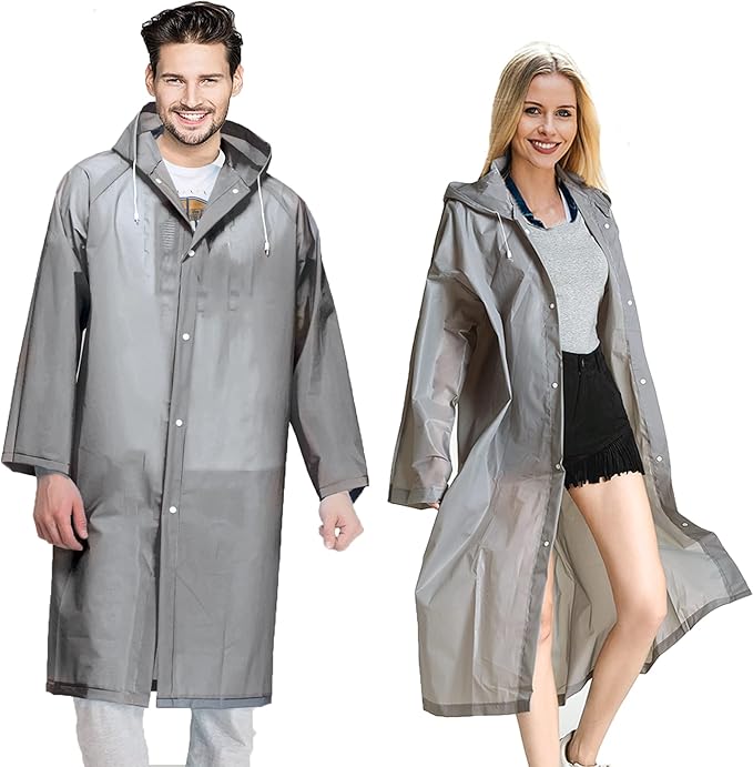 Rain Coats (2 Pack) - Reusable EVA Rain Ponchos for Adults Rain Jackets Raincoats for Men Women