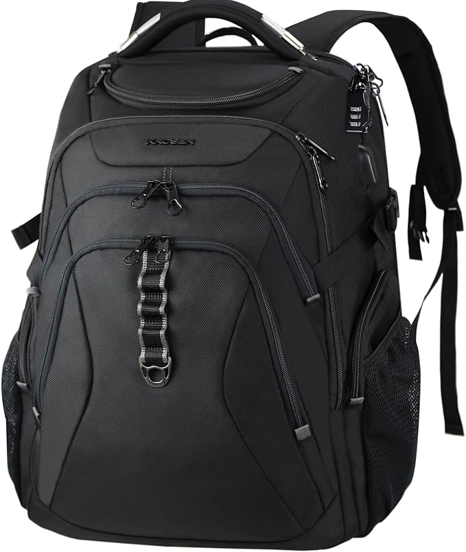 KROSER Travel Laptop Backpack 18.4 Inch XXXL Gaming Backpack with Hard Shell Saferoom RFID Pockets Water-Repellent Business College Daypack Stylish Laptop Bag for Men/Women-Black