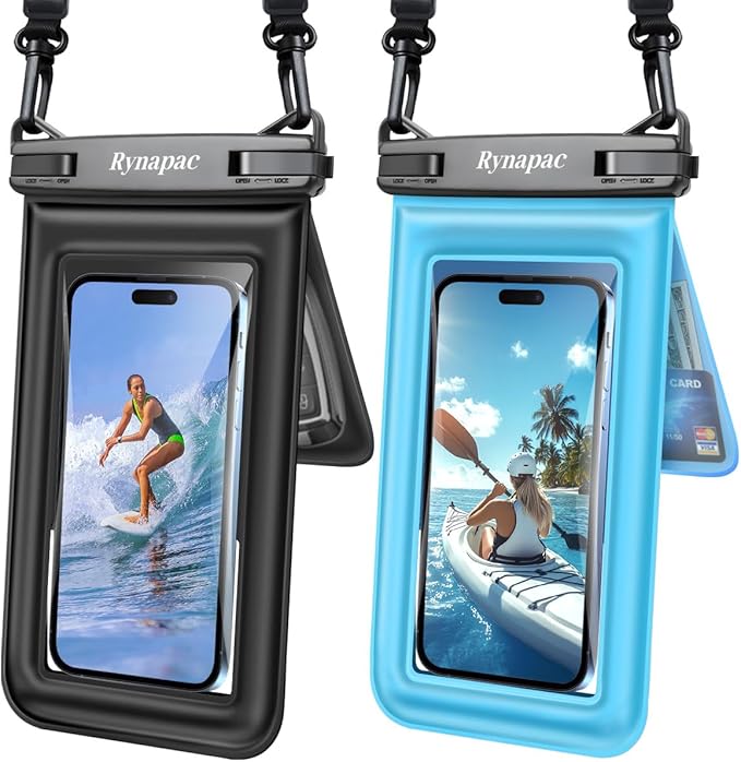 Waterproof Phone Pouch Floating, Double Bags Waterproof Phone Case with Lanyard for iPhone 16 15 Pro Max, Galaxy S24 S23 Ultra, IPX8 Cellphone Dry Bag Beach Cruise Ship Essentials 2 Pack-8.5''