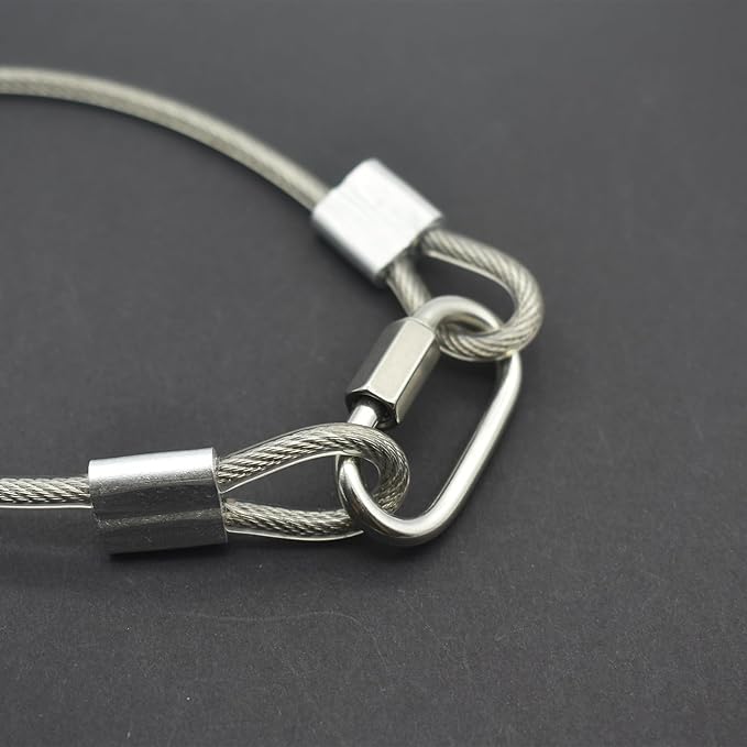 5 Pcs 4mm Wire 24 inch Vinyl Coated Stainless Steel Cable with Loops Short Wire Rope Lanyard Lock Security Chain Link for Outdoor Gates, Clear(4mm x 24inch)