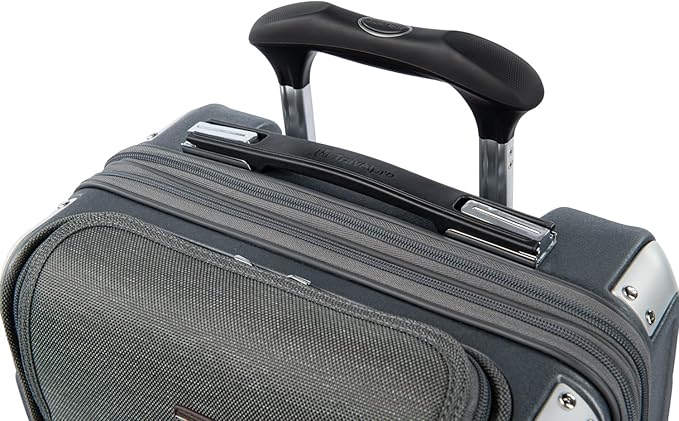 Travelpro Platinum Elite Hardside Expandable Carry on Luggage, 8 Wheel Spinner, TSA Lock, Hard Shell Polycarbonate Suitcase, Vintage Grey, Compact Carry on Laptop Pocket 20-Inch