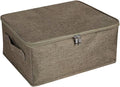 ANMINY Storage Bins with Zipper Lids 13 Qt Lidded Fabric Storage Boxes Baskets Cubes with Handles Collapsible Washable Cotton Linen Closet Shelf Clothes Organizer Containers - Coffee, Small