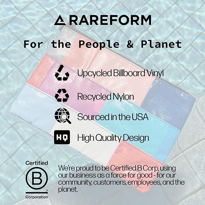 RAREFORM Essentials Organizer Pouch | Travel Accessory Bag, Protects Tech, Cosmetics, Toiletries with Inner Fleece Lining, Water-Resistant | Recycled Nylon, One-of-a-Kind, Blue