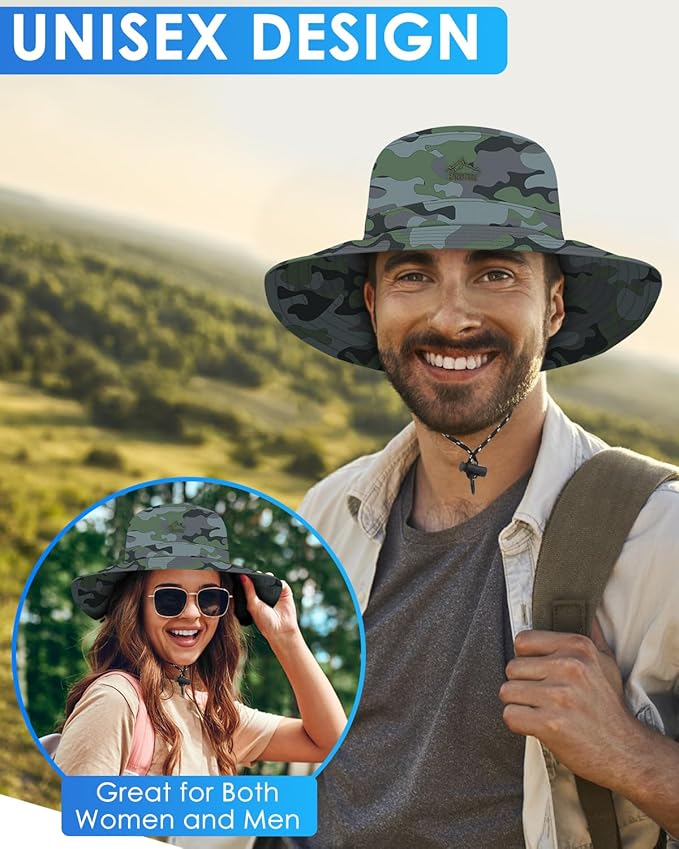 BROTOU Foldable Bucket Hats for Women/Men, UPF 50+ Wide Brim Sun Hat, Waterproof Fishing Cap with UV Protection