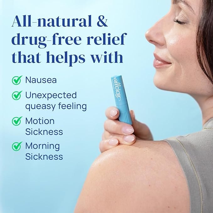 Nausea Relief Inhaler - Take Control of Motion Sickness, Morning Sickness, Medication, Stress - Fast, Natural, Drug-Free, Non-Drowsy & Portable Travel Essential - Pack of 4 Inhalers