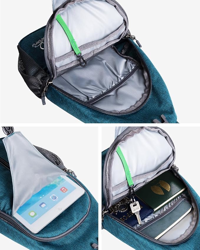WATERFLY Crossbody Sling Backpack Sling Bag Travel Hiking Chest Bag Daypack