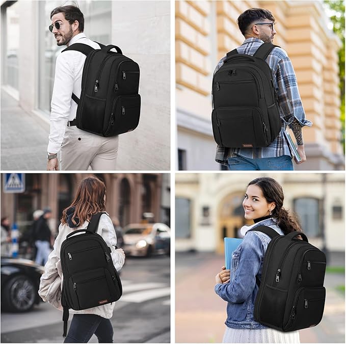 Backpack for Men and Women, School Backpacks for Teen Boys Water Resistant TSA Travel Backpack with USB Charging Port, Business Anti Theft Sturdy Computer Bag Gifts Fits 15.6 Inch Laptop,Black