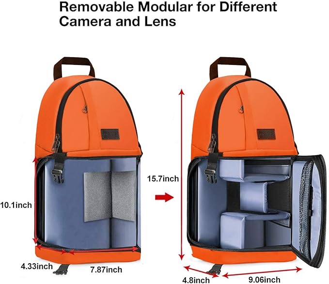 MOSISO Camera Sling Bag, DSLR/SLR/Mirrorless Camera Backpack Case Shockproof Photography Backpack with Tripod Holder & Removable Modular Inserts Compatible with Canon/Nikon/Sony/Fuji