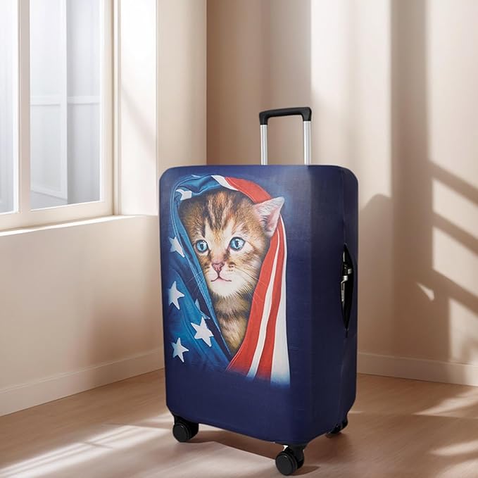 WUJIAONIAO Travel Luggage Cover Baggage Suitcase Cover Protector Skins 18-32 Inch (Cat A, XL (for 29-32 inch luggage))