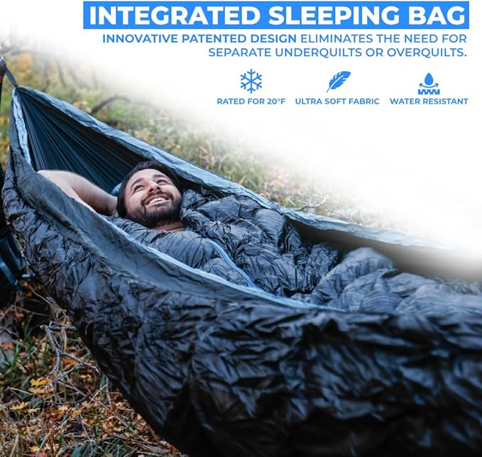 Grand Trunk Evolution 20 Down Hammock - 20°F Cold Weather Hammock with Integrated Sleeping Bag for Camping & Backpacking