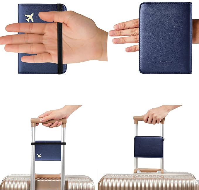 ZOPPEN Passport Holder Wallet, Passport Cover Travel Wallet Women Travel Essentials Accessories Document Organizer Travel Must Haves Rfid Blocking Cover Case for Women and Men, Blue