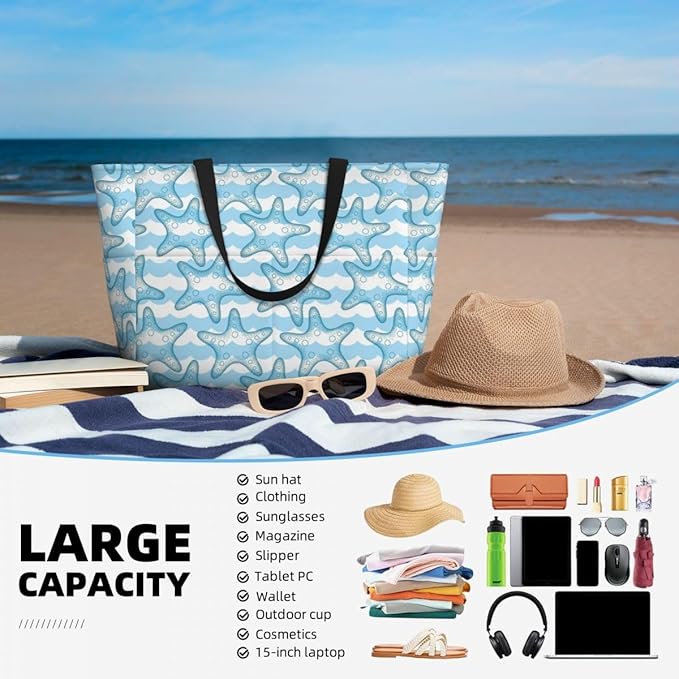 Waterproof Beach Tote Pool Bags for Women Ladies Extra Large Gym Tote Bag for Weekender Travel with Small Pouch
