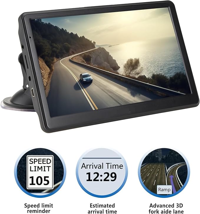 GPS Navigation for Car, 2025 Map 7 inch Touch Screen Car GPS, Voice Turn Direction Guidance, Support Speed and Red Light Warning, Pre-Installed North America Lifetime map Free Update