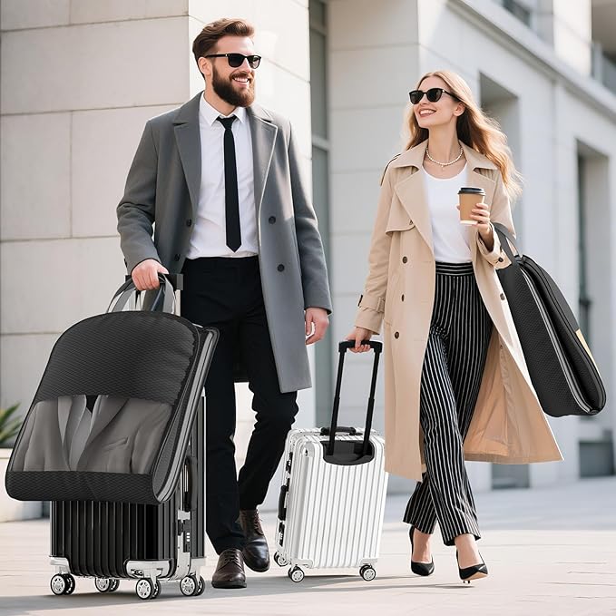 DIMJ 2 Pack 43" Space Saving Garment Bags for Hanging Clothes With Compression Zipper Carry Handles and Window, Washable Suit Bag for Dress, Clothes, Coats, Down Jacket, Closet, Moving, Travel