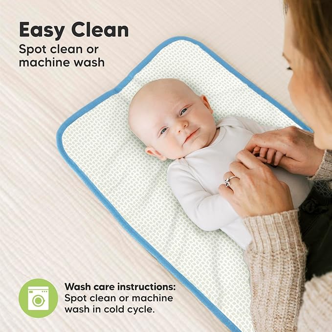 KeaBabies Portable Diaper Changing Pad, Easy Wipe Clean - Foldable Waterproof Baby Changing Mat for Diaper Bag, Compact, Lightweight, 25x13 Baby Changer Travel Essential, Machine Washable (Cloud)