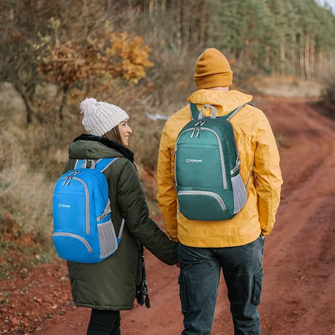 ZOMAKE Lightweight Packable Backpack 30L, Foldable Hiking Backpacks Water Resistant Compact Folding Daypack for Travel(Light Blue)