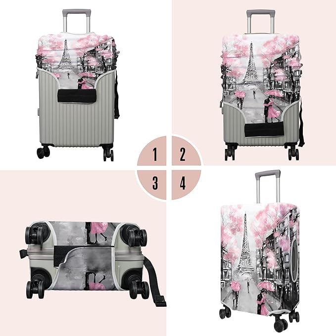 Travel Luggage Cover Suitcase Protector Fits 18-32 Inch Wheel Covers PatternedTravel Related Items Flower Luggage Protector Elastic M