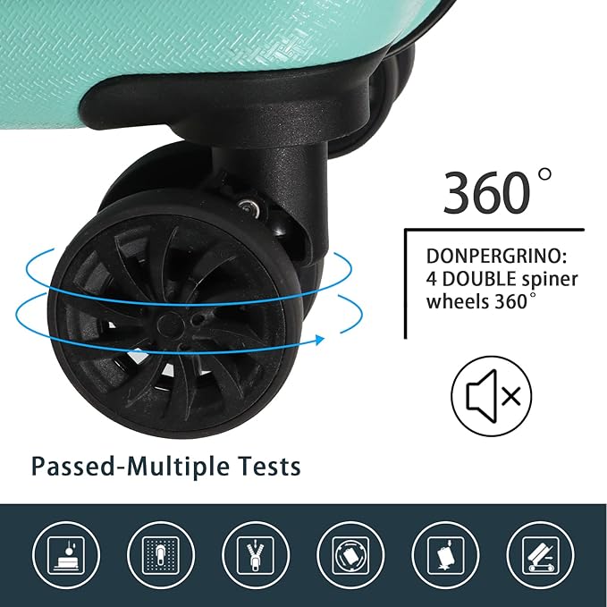 Luggage Sets 3 Piece(20/24/28)-Suitcase Set- Luggage with Wheels-PC + ABS Durable Lightweight Rotating hardshell suitcase 5PCS(Mint Green)…