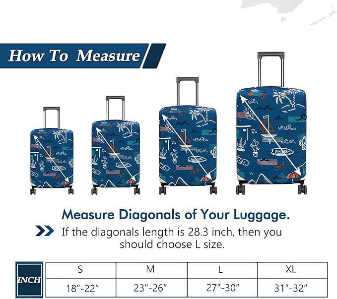 HYPER VENTURE Washable Luggage Cover - Fashion Suitcase Protector Fits 31-32 Inch Luggage (Hawaii Beach, XL)