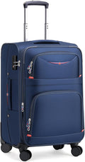 Softside Expandable Luggage with 4 Spinner Wheels, Durable Carry-On Luggage Suicase (Blue, 21-Inch)