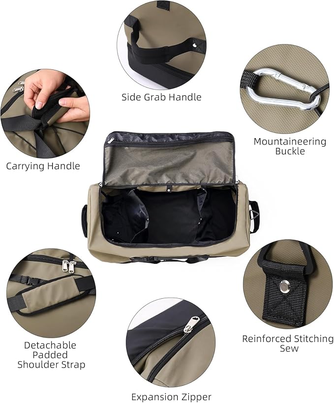 Rolling Duffle Bag with Wheels,110L/140L Expandable Soft-Sided Foldable Duffle Bag with 2 Rubber Wheels,Packable 32” Rolling Carry-On with Multi-Pockets & Compartments (Green)