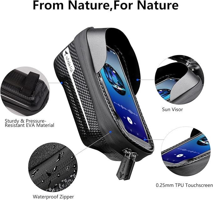 whale fall Bike Phone Frame Bag Waterproof, 3D Eva Hard Shell, Bike Phone Holder, Bicycle Top Tube Bag, Cycling Pouch with Rain Cover, Bike Accessories for Phones Under 7"
