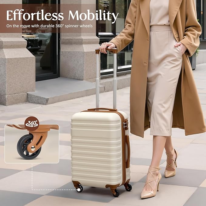 COOLIFE Luggage Carry On Luggage Suitcase Softside Wheeled Luggage Lightweight Rolling Travel Bag, White, 3 Piece Set (DB/TB/20), Luggage Set with Bags