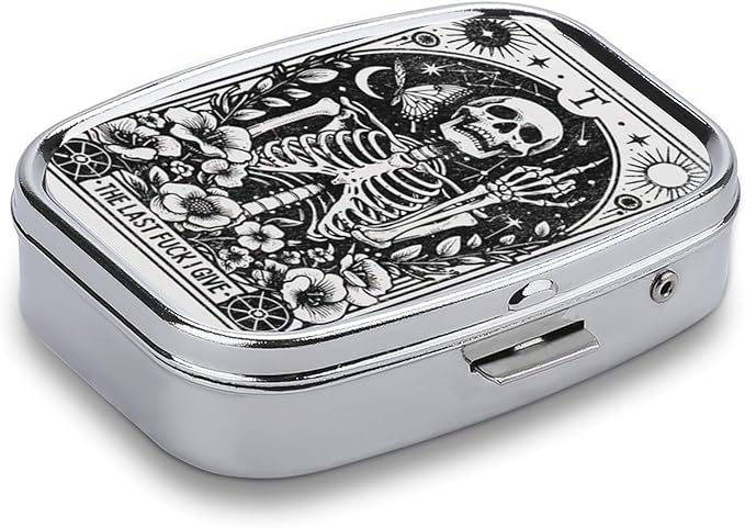 Metal 2 Compartment Pill Organizer Travel Friendly Portable Compact Pill Box Cute Pill Case to Hold Vitamins,Fish Oil,Supplements,Meds,Tablet for Purse,Pocket. (Last)