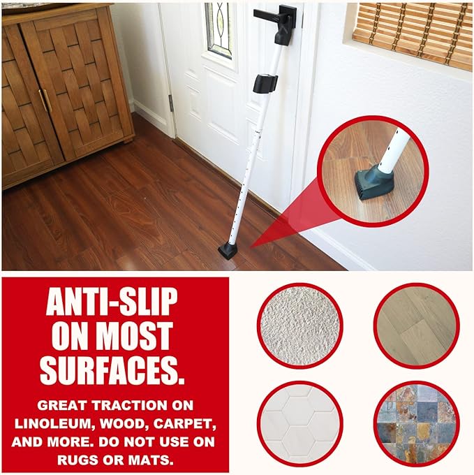 SECURITYMAN 2-in-1 Door Security Bar with Alarm & Sliding Door Stopper Security Bar with 120db Loud Siren - Rugged Iron Rated for 400lbs, (Protects Against Scratches) New Model for Wider Compatibility