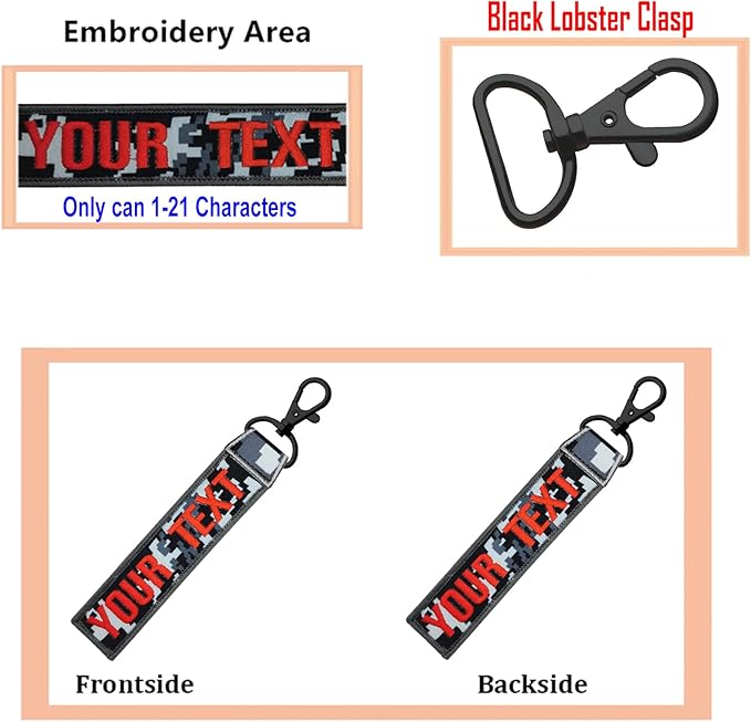Custom Luggage Tags, Custom Personalized Luggage tag Name, Embroidery Key Ring Accessories for Car, Luggage, Crate,Gear