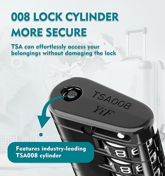 ANVIL 4 Digit Luggage Locks, TSA Locks for Luggage, Advanced TSA008 core, Alert Indicator for Your Travel Lock, Suitcase Lock. (4, Black)