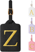 Personalized Initial Luggage Tags for Suitcase TSA Approved, Black Leather Cute Luggage Tag with Privacy Cover Name Card, Embroidered Custom Luggage Tags Travel Backpack Tags Gifts for Women Kids(Z)
